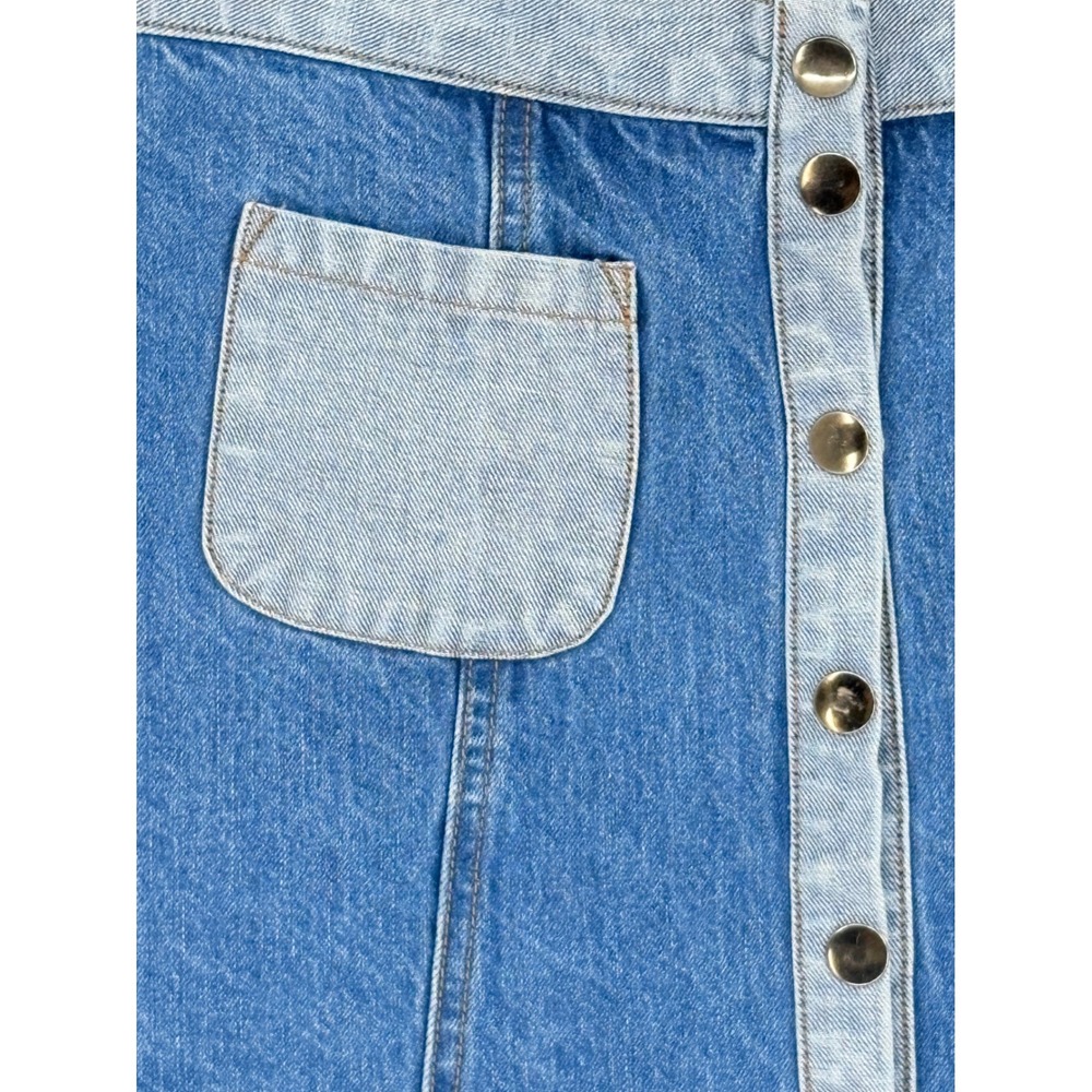 BDG Urban Outfitters Two Tone Denim Mini Skirt Size 6 Colorblock Button Front - Picture 4 of 9